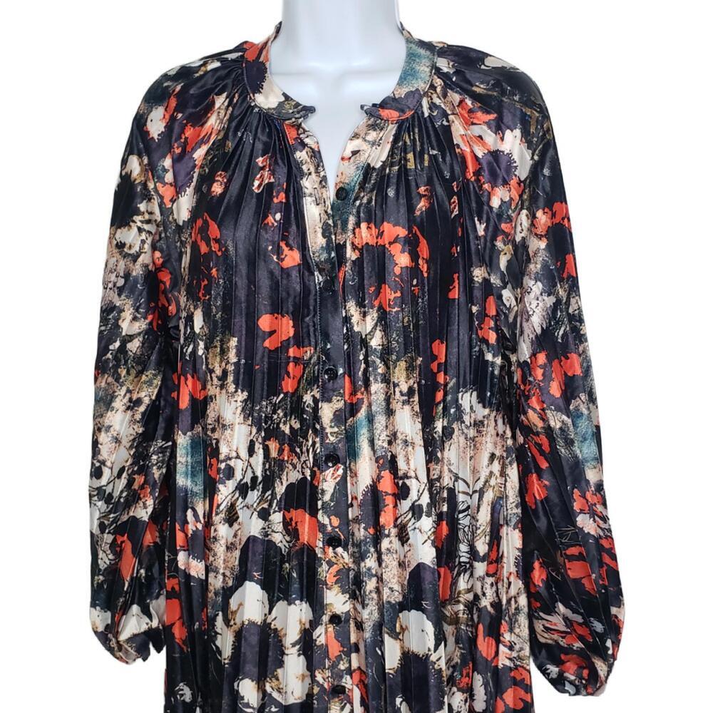 2XTremz Women's Sz XS All Over Print Pleated Detail A-line Maxi Dress (1808) - Picture 3 of 6
